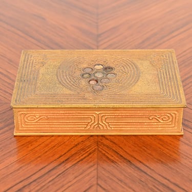 Tiffany Studios New York Bronze Doré and Abalone Desk Box or Jewelry Box