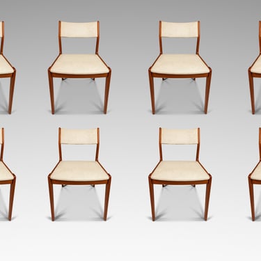 Set of Eight (8) Danish Mid-Century Modern Dining Chairs in Solid Teak & New Upholstery by D-SCAN, c. 1970's 
