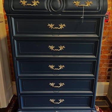 Painted faux French chest of drawers. 19”x57”x3ft 