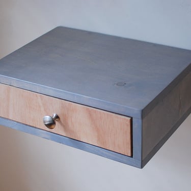 Floating Bedside Table with Drawer - Gray 