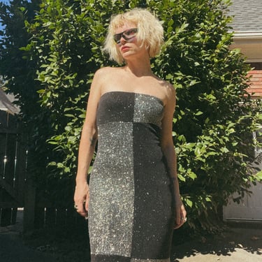 Vintage 90s/Y2K Jessica McClintock Checkered Sparkle Gown 