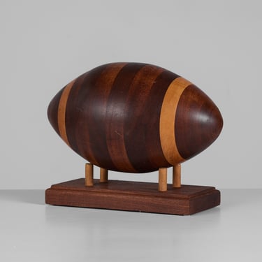 Oak and Walnut Marquetry Football Sculpture 