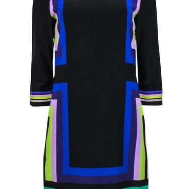 Diane von Furstenberg - Multicolored Printed Silk Boat Neck Shift Dress Sz 8