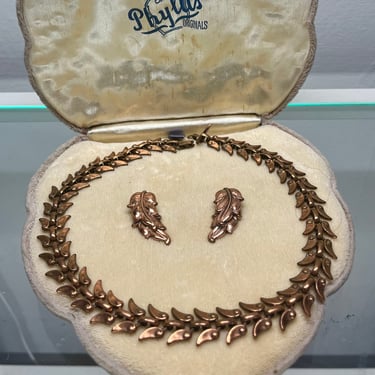 Vintage Renoir Copper Necklace Earring Set 