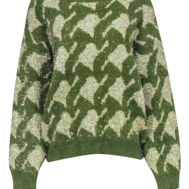 J.O.A. - Green & Gold Metallic Crewneck Sweater