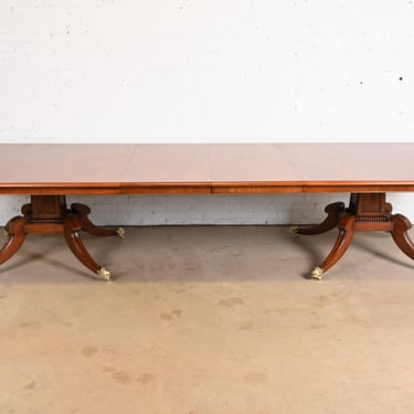 English Georgian Double Pedestal Dining Table by Restall Brown & Clennell, Newly Refinished