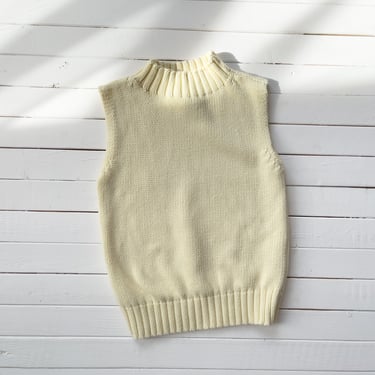 pastel sweater vest 90s vintage light yellow mockneck sleeveless sweater 