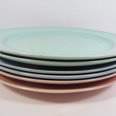 Mid Century 1940's Pastel Lu-Ray Dinner Plates - Set of 6 Vintage Taylor Smith and Taylor LuRay Pastel China Plates 