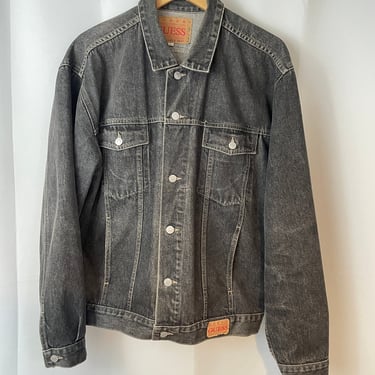 90's old vintage black denim jacket y2k