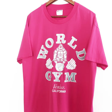 California t shirt / Venice Beach shirt / 1990s World Gym Venice Beach t shirt boxy fit single stitch XL 
