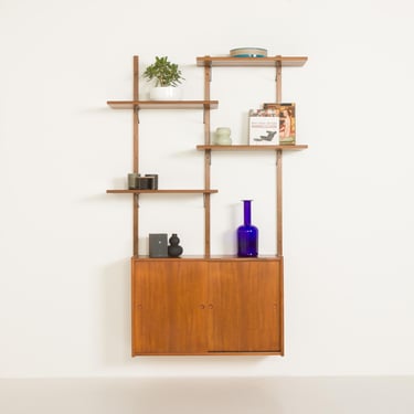 Scandinavian mid century teak wall unit, Denmark 1970s 