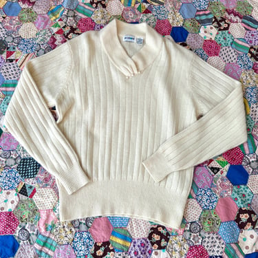 Vintage 1980s Sweater / '80s Angora Sweater / White ( M L ) 