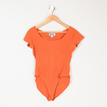 Vintage 90s Ribbed Orange Bodysuit - 