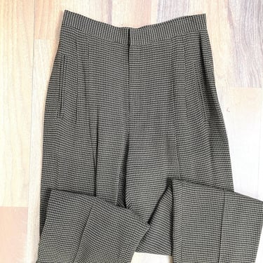1980s Dana Buchman brown checked dress trousers - size medium 