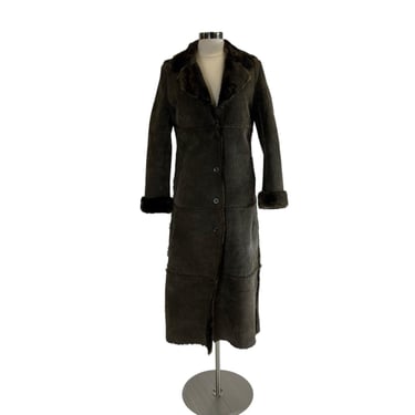 Vintage Brandon Thomas Y2k Long Leather Suede Jacket Fur Lined Coat Penny Lane EUC Size Small 