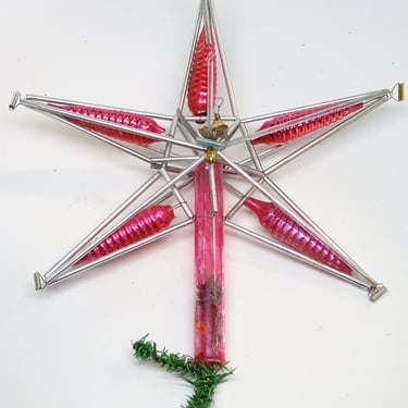 Antique 1940's Mercury Glass Beads Star Christmas Tree Topper, Vintage Holiday  Ornament Decor 