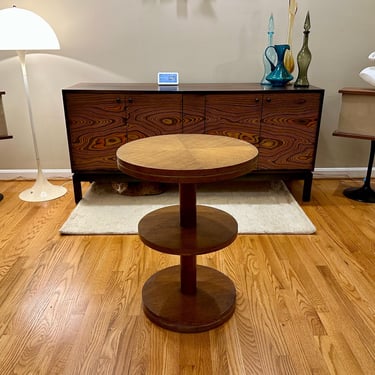 1950’s Three Tier Round Side Table Walnut Midcentury MCM - Free Shipping 