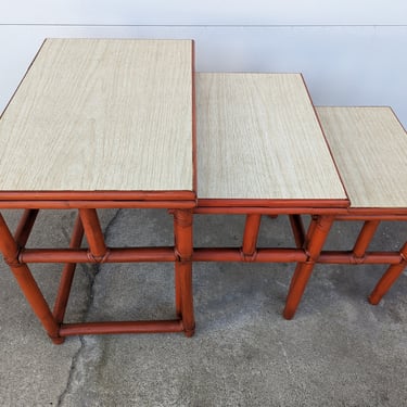 Vintage Rattan Style Nesting Tables - Set of 3 