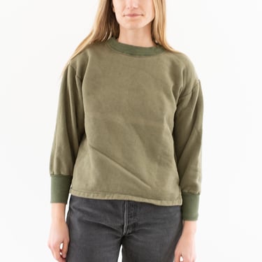 Vintage French Faded Olive Green Sweatshirt | Unisex Two Tone | 70s Made in France | FS169 | S M | 