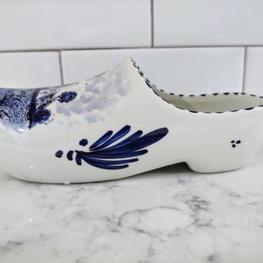 Vintage Handpainted Delft Shoe Garden Décor Planter Wall Hanging Made in Holland 