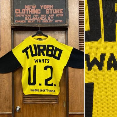 Vintage 1980’s Turbo New Wave Oversize Sweater, 80’s New Wave, 80’s Sweater, 80’s Pullover, 80’s Pop Art, Vintage Clothing 