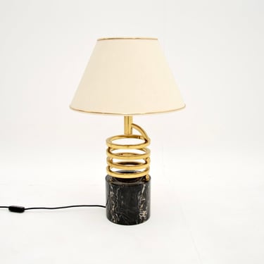 Vintage Italian Marble and Brass Table Lamp by Banci Firenze