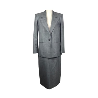 Women's Vintage Skirt Suit with Blazer High Rise Skirt 70's Back Bay Suit for Women Striped 