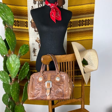 Vintage Embossed Leather Western Bag 