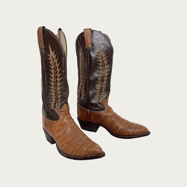 Vintage TONY LAMA 2-Tone Cowboy Boots ~ 9 D ~ Western / Rockabilly / Ranch Wear ~ Black Label 