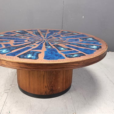 Vintage copper and enamel coffee table, 1970s - vintage design coffee table 