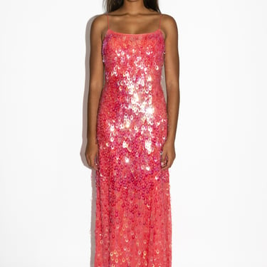 Coral Pink Iridescent Payette Sequin Gown