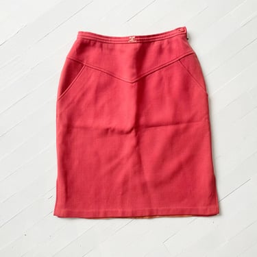 1970s Courreges Coral Linen Skirt 