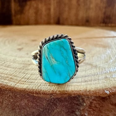 GLACIER TURQUOISE Sterling Silver Ring | S Skeets Hallmark | Native American Navajo Southwestern Jewelry | Southwestern | Size 8 