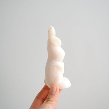 Vintage White Stone Bunny Rabbit Figurine 