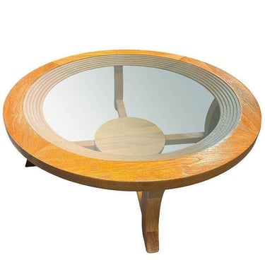 Stepped Art Deco Blond Oak & Glass Coffee Table By Paul Frankl for Brown Saltman 