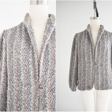 1980s Gray Striped Boucle Jacket 