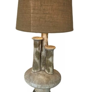 Mid Century Modern Organic Table lamp Vintage studio pottery brass Ceramic 