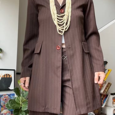 VTG 90s XOXO Brown Pinstripe Suit 