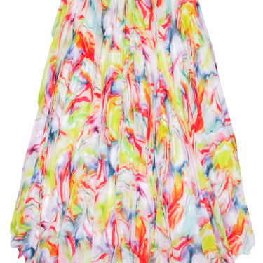Alice &amp; Olivia - White w/ Multi Color Tie Dye Print Pleated Skirt Sz 0