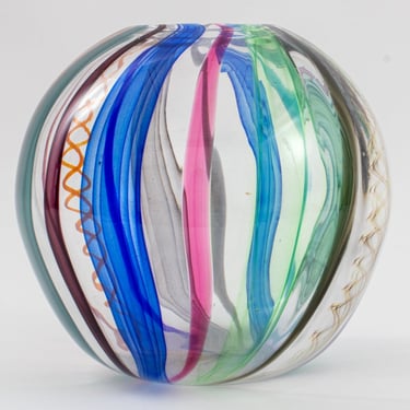 European Studio Hand Made Color Glass Bowl Vase