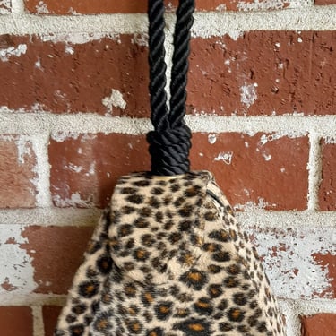 Vintage 80s Leopard Velvet CROSSOVER Optional Bag/Purse / Triangle Shaped 