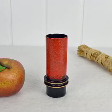 Enamel vase flower vase pen holder GDR 50s 60s vintage shelf design mid century 70s retro rockabilly pop art red black 