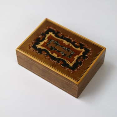 Vintage Italian Inlaid Wood Trinket Box