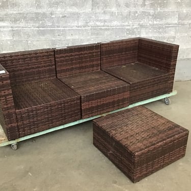 Modular Woven Patio Couch and Ottoman (Seattle)