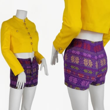 Bobbie Brooks Purple Tapestry Button Fly Shorts I Sz XS I W: 24