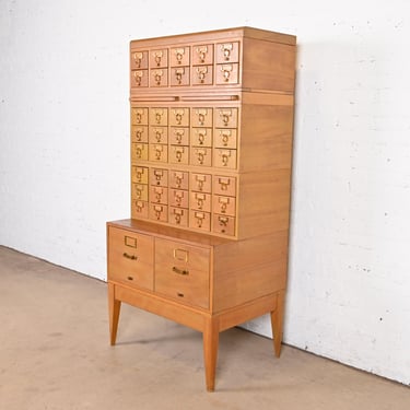 Mid-Century Modern Maple 42-Drawer Card Catalog Filing Cabinet by Remington Rand, Circa 1950s