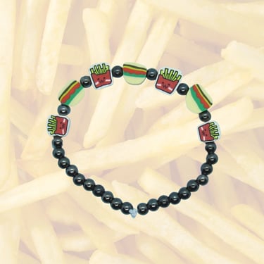 Burger & Fries Bracelet Fast Food Cute Kawaii Beaded Jewelry 
