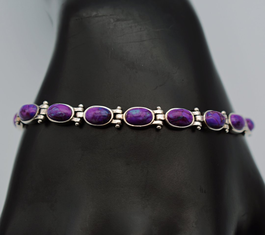 90's sterling sugilite richterite bustamite bracelet, NK 925