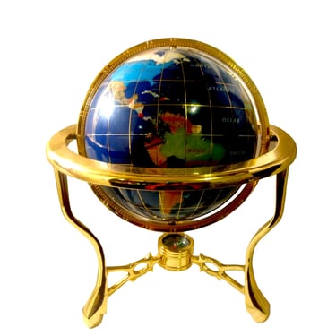 Blue Pearl Gemstone World Globe with stand, Home Decor 