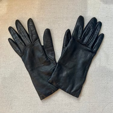 Vintage Black Leather Gloves / Cashmere + Wool Lined / Nordstrom / Size 6 